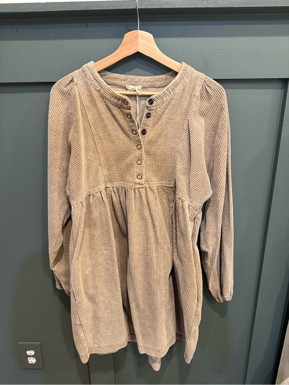 Hem & Thread Taupe Corduroy Button Tunic